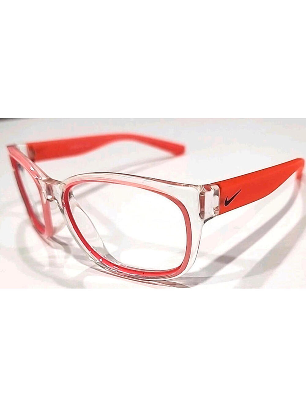 Nike EV0886 906 Sm Girl Clear Orange Square Sunglasses Frame